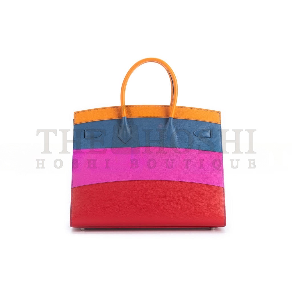 H**me5 BIRKIN 35 EPSOM LEATHER RAINBOW BAG SILVER BUCKLE H028326CK02 (35*28*18cm) Master Quality